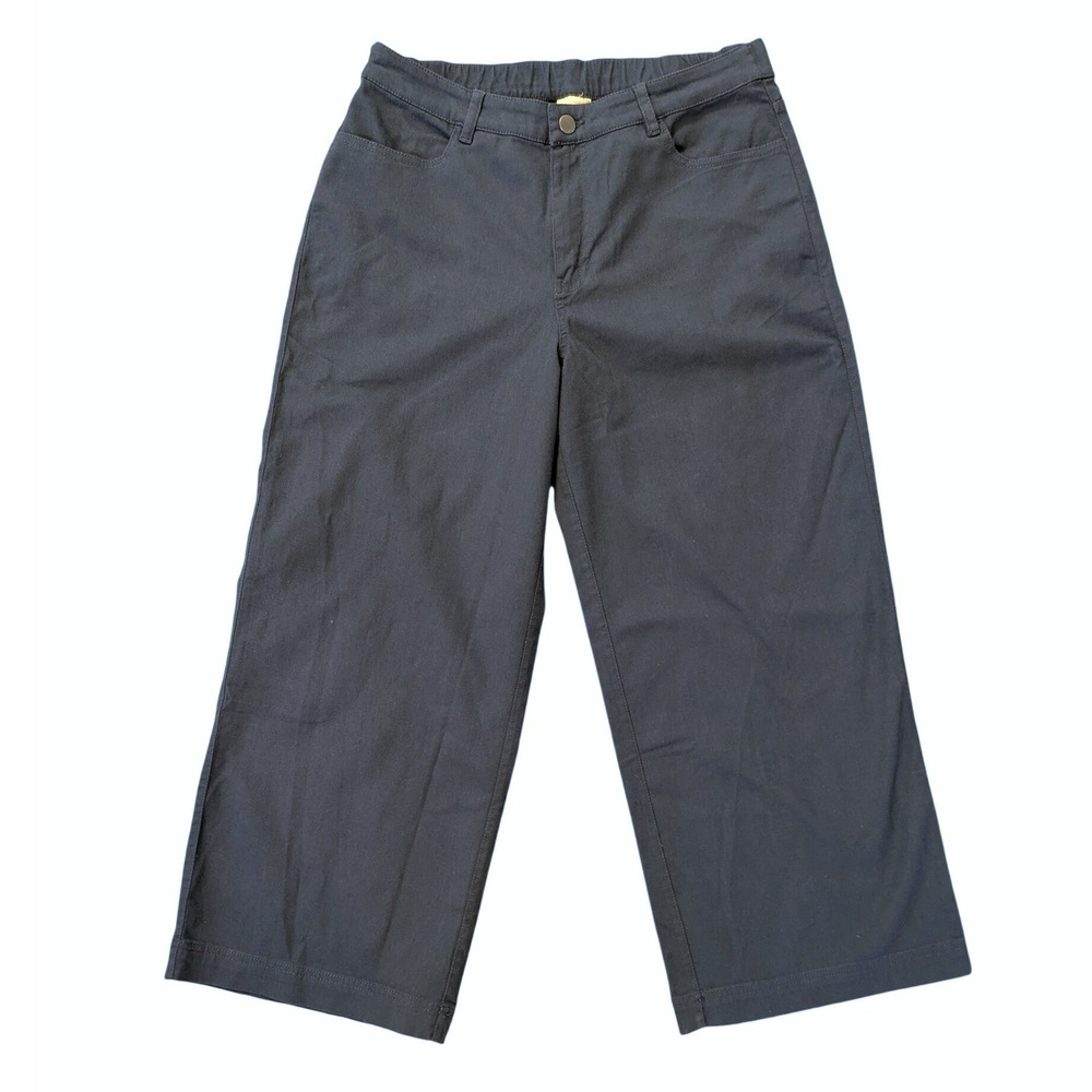 Pact Organic Stretch Twill Wide Leg Pant Navy Blue Women's Large 28" Inseam NWOT
